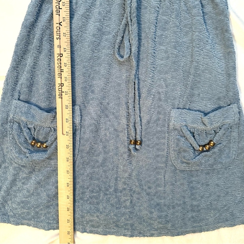 Vtg Juicy Couture Y2K Blue Terry Cloth Swim Cover Up Dress S Cotton Beads RARE - Picture 3 of 8
